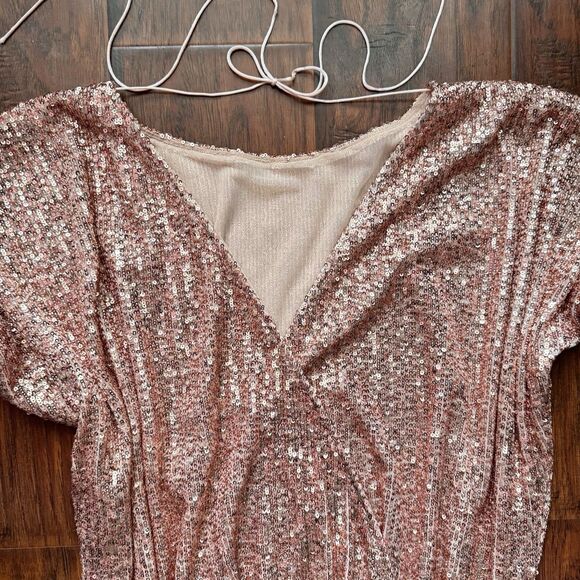 Juan Carlos Pink Sequin Romper Sz Small Bachelorette Birthday Party Vegas Bridal - Picture 10 of 15